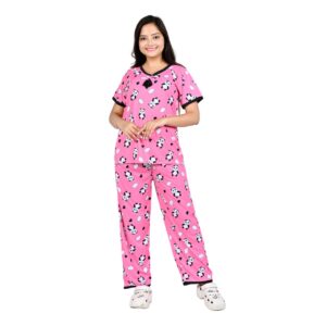 Belakiz Women’s Printed Satin Top and Pyjama Set – 2-Piece Nightwear Set.